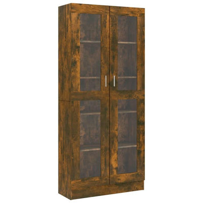 Modern Oak Wood Showcase Cabinet with Shutter Doors - 82.5x30.5x185.5cm Large Floor-Mounted Display Cabinet, No Electricity Needed