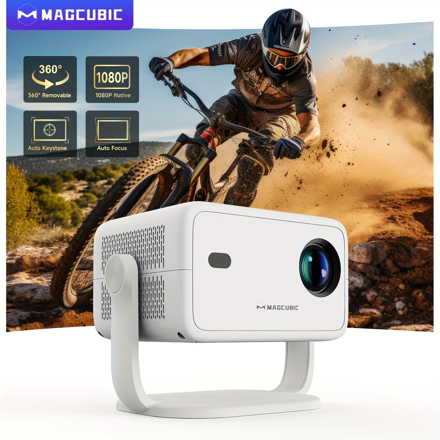 Projector – Beamer – Mini Beamer – Smart Projector – Draagbare Projector – 650 ANSI Lumens – Native 1080P Full HD – Android 11 – Automatische Keystone Correctie – 150 Inch Scherm