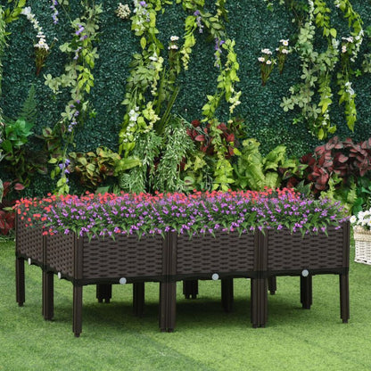 Verhoogd Plantenbed – Plantenbak – Bloembak – Tuinbak – Balkonbak – Bruin – 6-delig – Zelfwaterend Systeem – Weerbestendig Kunststof