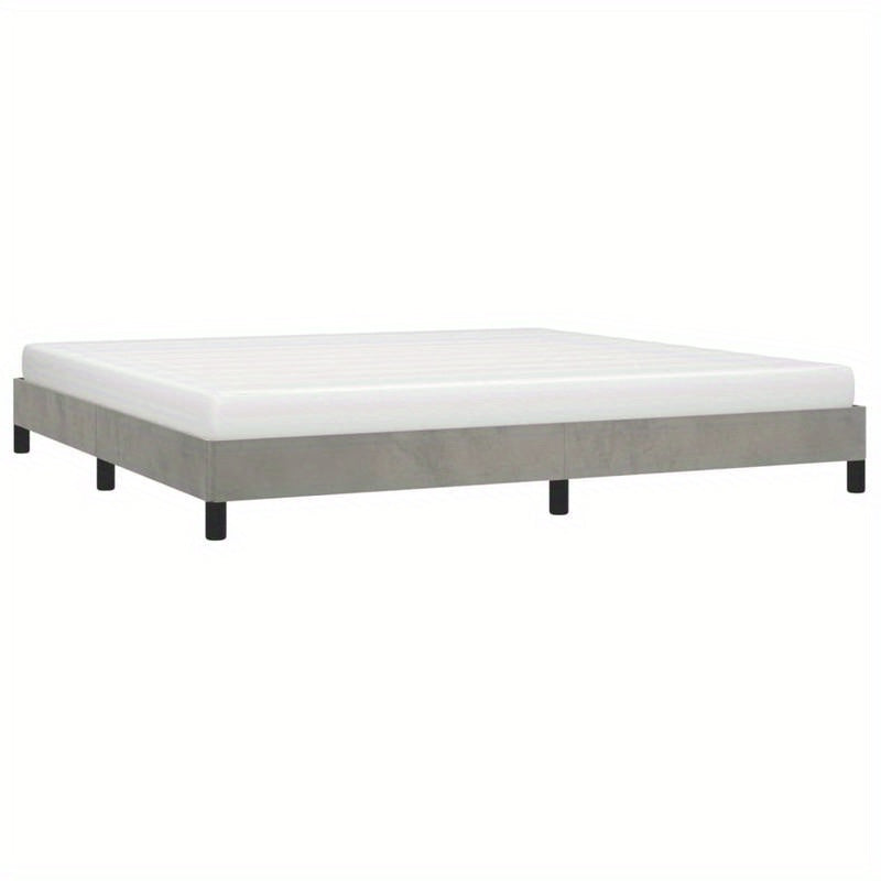 Modern Minimalist Bed Frame - Light Grey/Neutral Beige, Easy Assembly, Sturdy Wooden Platform Bed, No Box Spring Needed, Space-Saving Design for Small Rooms, Apartments, Guest Rooms - Mattress Not Included, Apartment Furnitur