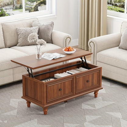Salontafel – Koffietafel – Bijzettafel – Woonkamertafel – Tafel – Verstelbaar Liftblad – Verborgen Opbergruimte – MDF Walnoot Finishing