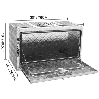 Afsluitbare Gereedschapskist – Gereedschapskoffer – Opbergbak – Transportkoffer – Opbergbox – Aluminium Diamondplaat – Waterdicht Met Slot – 76 x 35,5 x 40,5 cm