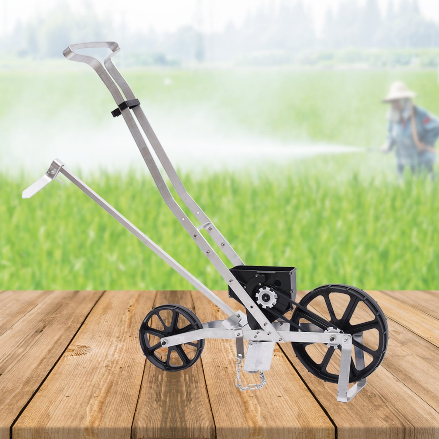 Zaaimachine – Zaaihulpmiddel – Handzaaimachine – Tuinzaaimachine – Instelbare Zaaidiepte – Licht Aluminium – Ergonomisch Handvat