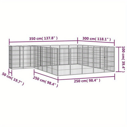 Hondenren – Hondenkooi – Hondenkennel – Buitenren – Hondenhek – Zwart – Gepoedercoat Metaal – 50x100 cm – Veilig Sluitbare Deuren – Robuust Gaas