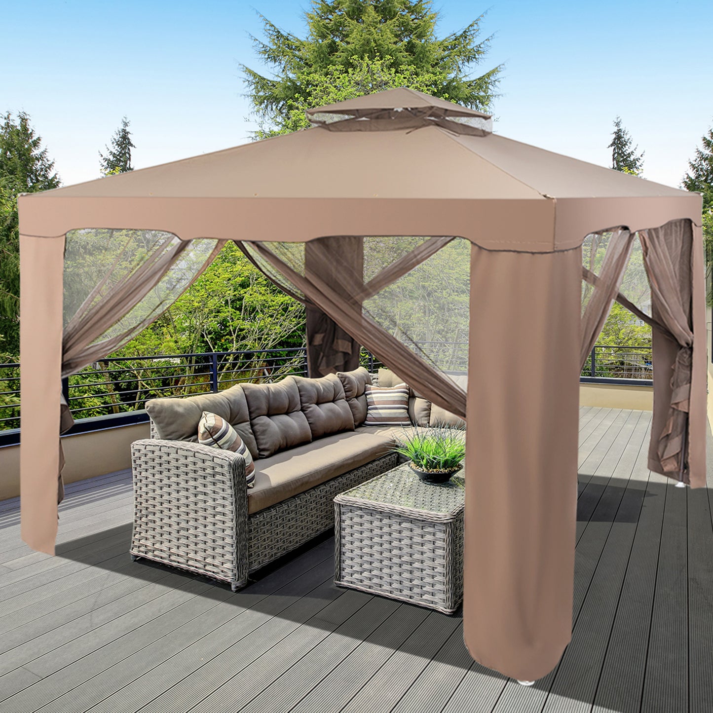Partytent – Gazebo – Tuintent – Paviljoen – Feesttent – 3x3 Meter – Met 4 Zijdes Muggennet – Ventilatieraampje