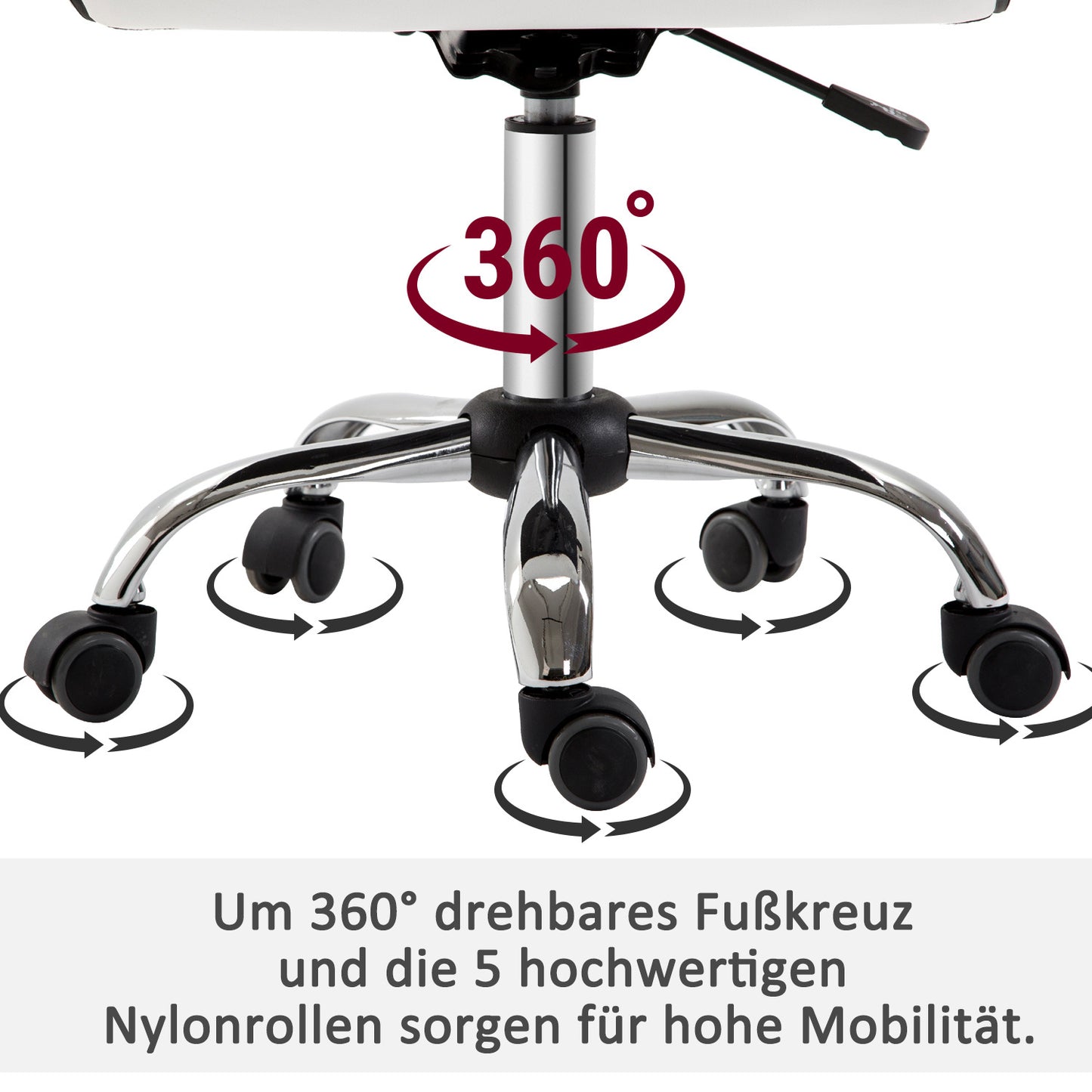 Hairdressing Chair, Salon Chair with Backrest, Height Adjustable, Steel PU, White, 48 x 52 x 78-90 cm