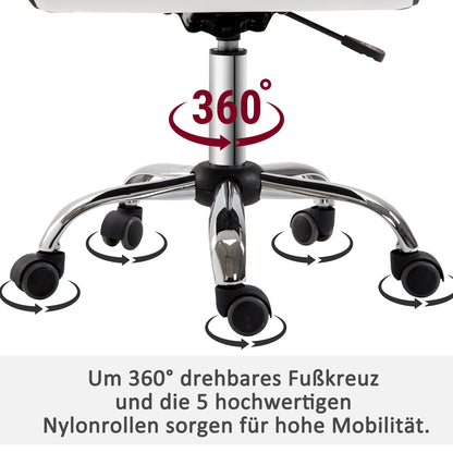 Hairdressing Chair, Salon Chair with Backrest, Height Adjustable, Steel PU, White, 48 x 52 x 78-90 cm