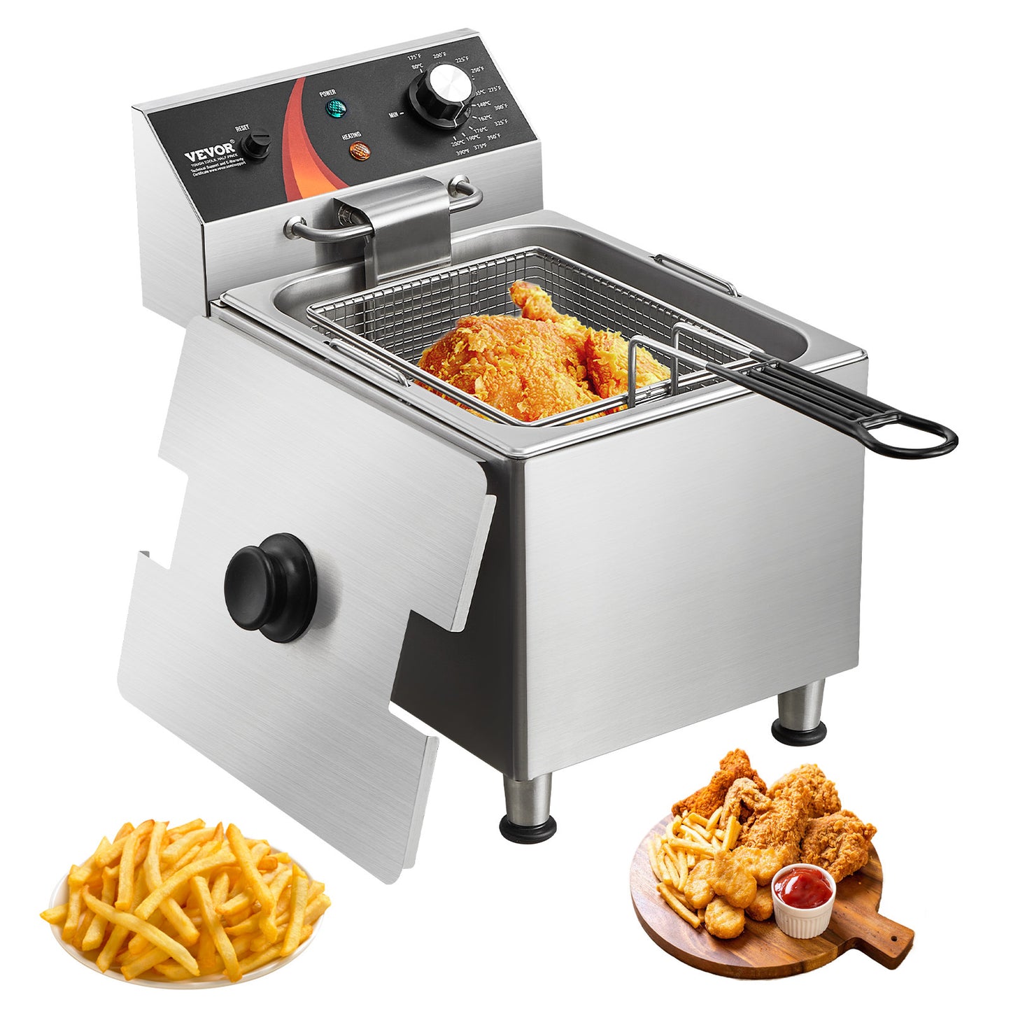 Elektrische Friteuse – Friteuse Elektrisch – Snackfriteuse – Diepfriteuse – 9 Liter Capaciteit – 3100W Vermogen – RVS Behuizing – Instelbare Temperatuur 80-200°C