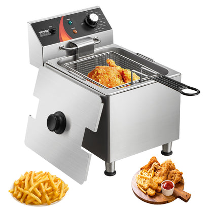 Elektrische Friteuse – Friteuse Elektrisch – Snackfriteuse – Diepfriteuse – 9 Liter Capaciteit – 3100W Vermogen – RVS Behuizing – Instelbare Temperatuur 80-200°C