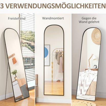 Full Body Spiegel – Staande Spiegel – Wandspiegel – Volledige Lengte Spiegel – Zwarte Spiegel – Anti-Fog Coating – Schokbestendig Aluminium Frame 169x49 cm