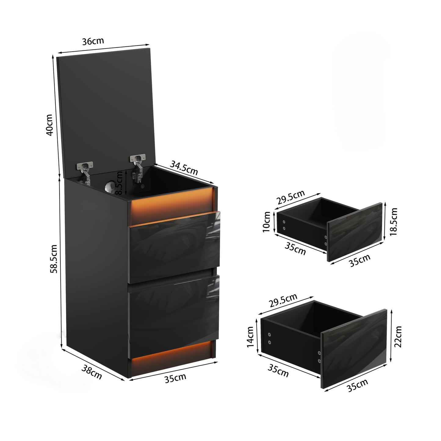 Nachtkastje – Bijzettafel – Ladekastje – Opbergkast – Nachtkastjes – Massief Hout – Compact Formaat – Twee Soepel Lopende Laden