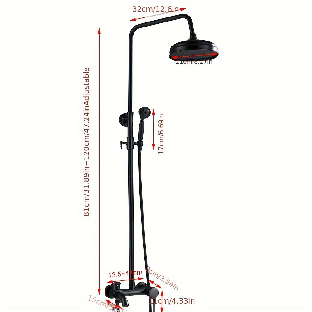Black Adjustable Shower Faucet Set Shower Set Rain Shower Shower System Shower Fitting Wall Mounting Traditional Retro