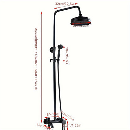 Black Adjustable Shower Faucet Set Shower Set Rain Shower Shower System Shower Fitting Wall Mounting Traditional Retro