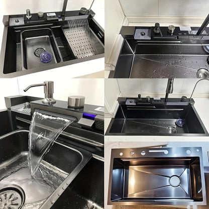 Spoelbak – Keukenspoelbak – RVS Spoelbak – Eén Kom Spoelbak – Rechthoekige Spoelbak – Gunmetal Grey – Roestvrij Staal – Honeycomb Nano Coating – Inclusief Chroomkleurige Kraan en Accessoires