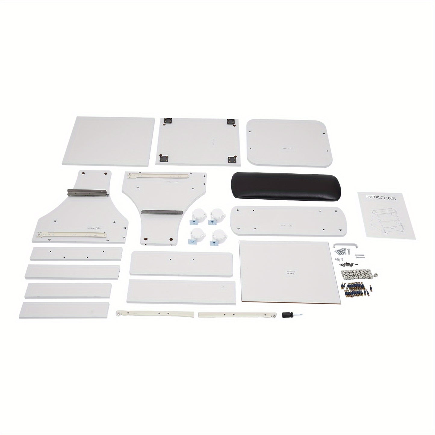 Nageltafel – Manicuretafel – Pedicuretafel – Nagelsalontafel – Werkbank – 3 Opbergniveaus – Brede Voetbadplatform – Vergrendelbare Zwenkwieltjes – Zwart