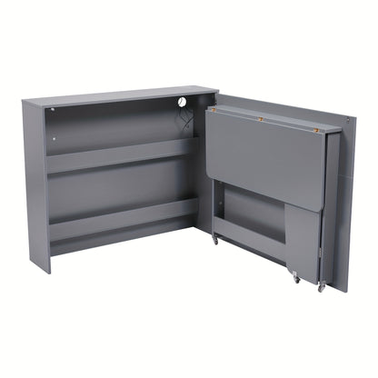 Vouwtafel – Klaptafel – Opvouwbare Tafel – Werktafel – Bureau – Met Wielen en Remmen – 2-in-1 Opberg- en Werkplek – Met Plank en Kantelbeveiliging – Stevig Metalen Frame – Compact Opvouwbaar 115x27x93 cm