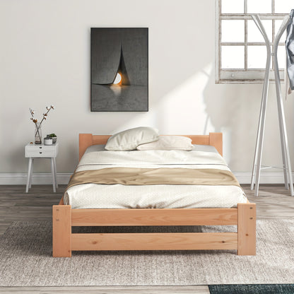 Eenpersoonsbed – Single Bed – Slaapbank – Logeerbed – Kinderbed – Bamboe Materiaal – Inclusief Hoofdeinde en Lattenbodem – Natuurlijke Houtkleur
