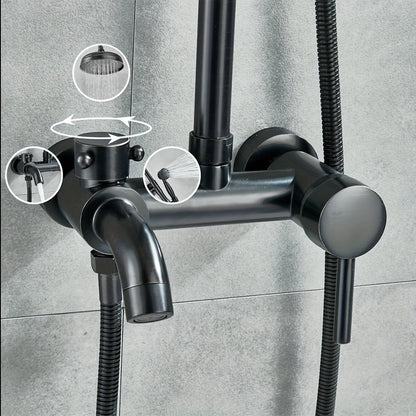 Black Adjustable Shower Faucet Set Shower Set Rain Shower Shower System Shower Fitting Wall Mounting Traditional Retro