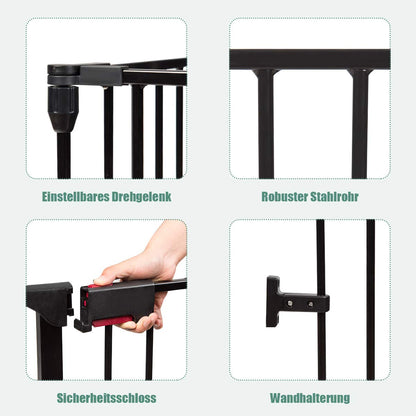 Baby Beschermomheining – Speelhekje – Veiligheidspoort – Hek Voor Baby’s – Gevaarzone Afzetting – Flexibel Instelbaar – Stevig Metaal Met Dubbelvergrendeling – 480 x 74 cm Zwart