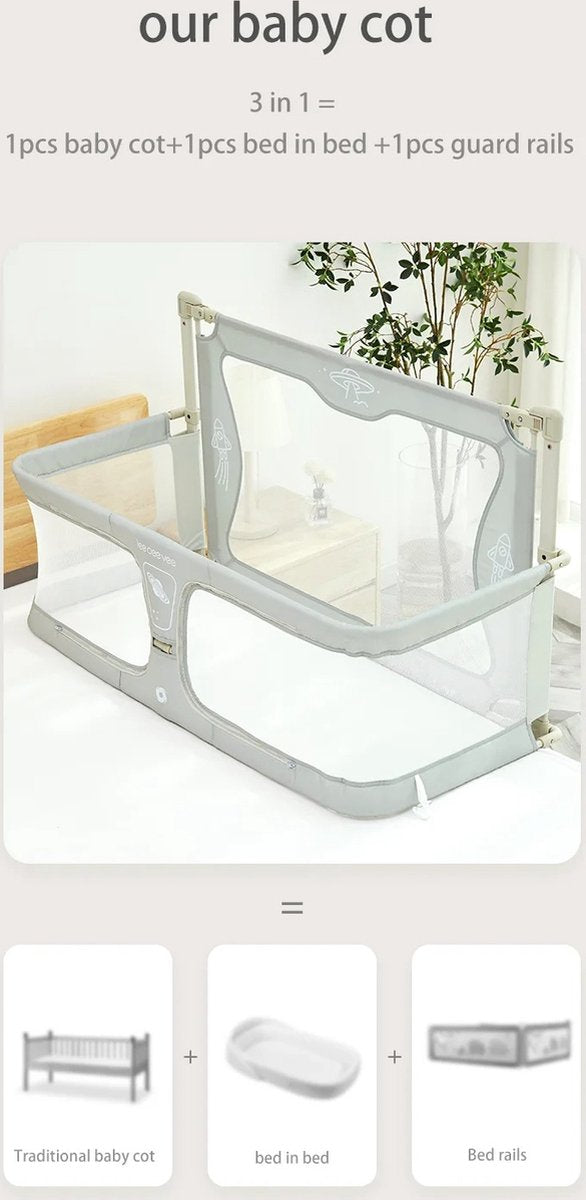 Co-Sleeper - Baby Bed - Cradle - 120x42x50cm - Beige