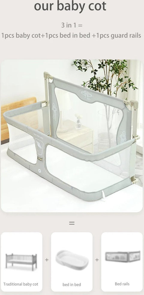 Co-Sleeper - Babybedje - Wieg - 120x42x50cm - Beige