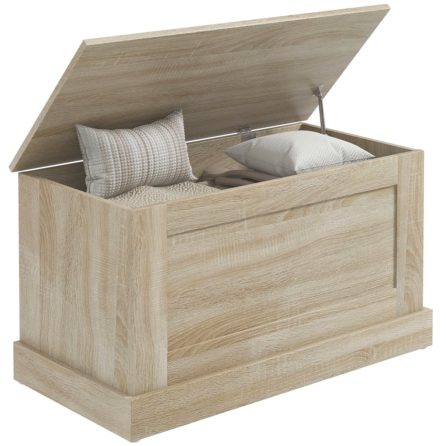 Opbergkist – Speelgoedkist – Houten Kist – Opbergbox – Opbergton – Veiligheidscharnier – 80 x 40 x 45 cm Naturel