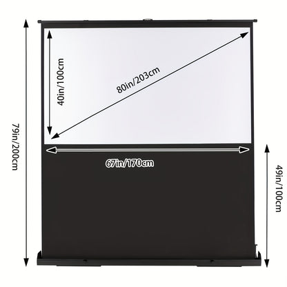 Projectiescherm – Beamerscherm – Projectiedoek – Draagbaar Scherm – Vloerprojectiescherm – 80 Inch – Aluminium Frame & 1.2 Gain