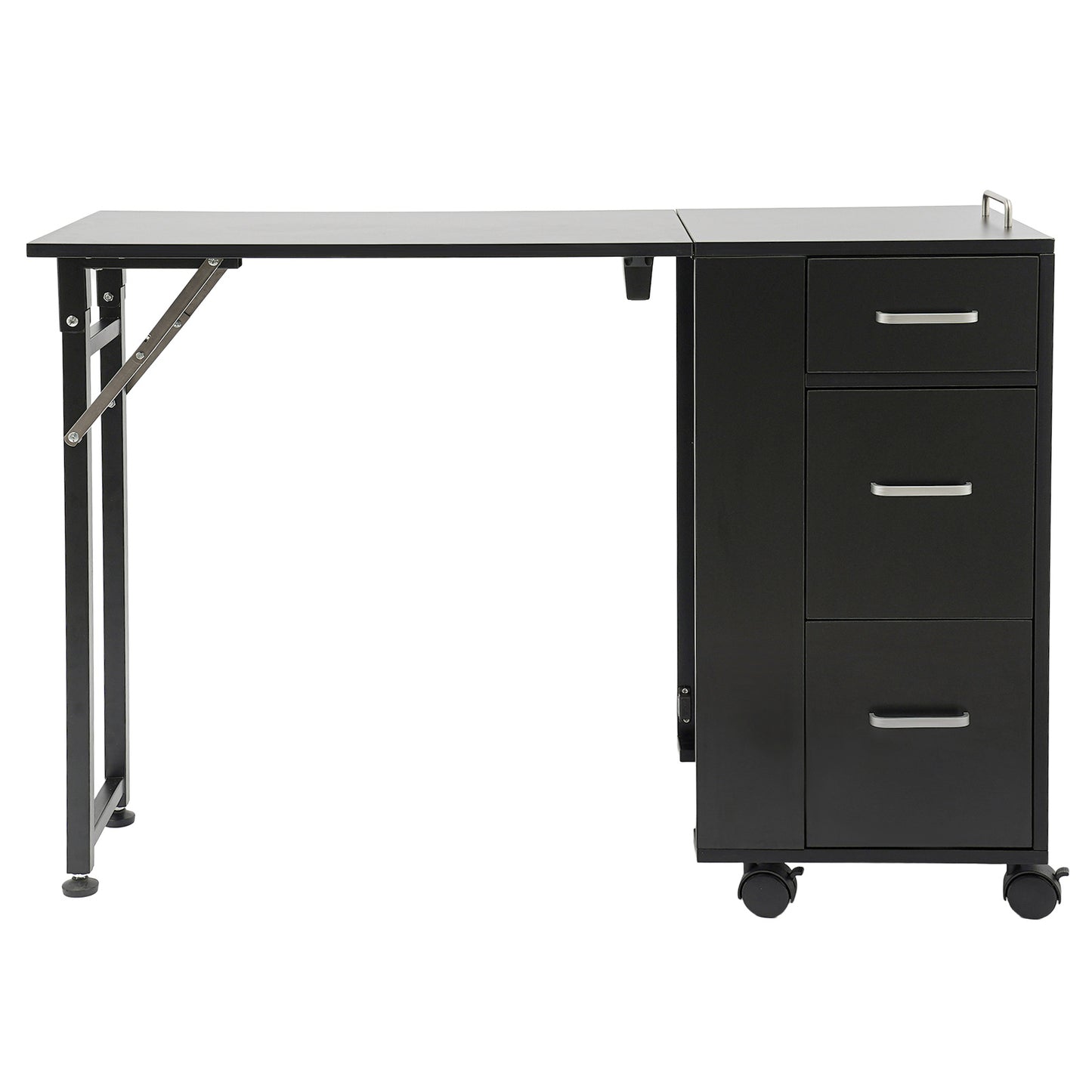Opvouwbare Manicure Tafel – Nageltafel – Nagelwerkplek – Beauty Tafel – Schoonheidstafel – Met 3 Lades – Zwenkwieltjes Met Rem – Zwart