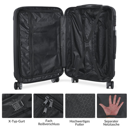 Kofferset – Reiskoffers – Trolleyset – Bagageset – Handbagagekoffer – Lichtgewicht ABS – 3-Delig Met 4 Wielen & Uitschuifbare Trekstang