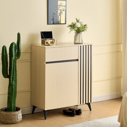 Schoenenkast – Schoenenopberger – Halmeubel – Opbergkast – Dressoir – Modern Design – Verstelbare Planken – Metaal Poten – Licht Hout – 75 cm Breed