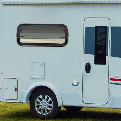 Caravanraam – Camperraam – Uitzetraam – Schuifraam – Zijraam – Aluminium Frame – Zwart Gehard Glas – 85° Verstelbaar – Ventilatieraam 70x30 cm