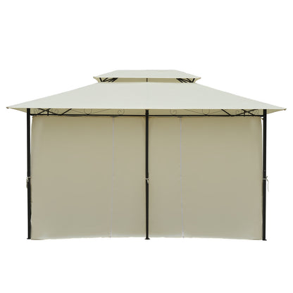 Tuinpaviljoen – Partytent – Prieel – Overkapping – Pergola – Koloniaal Stijl – Dubbel Dak – 3x4 Meter – Crème