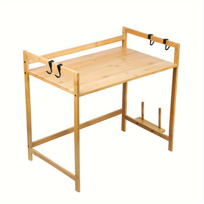 Microwave Oven Rack, Bamboo Kitchen Counter Shelf, Kitchen Microwave Shelf 52x30x35cm