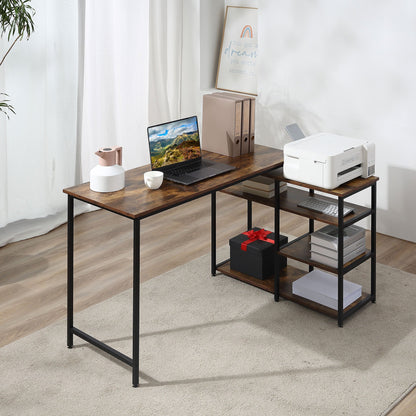 Hoekbureau – Hoekbureau Computerbureau – Bureau – Schrijftafel – L-vormig – Spaanplaat & Metaal – 135x90x79 cm – Met Opbergruimte