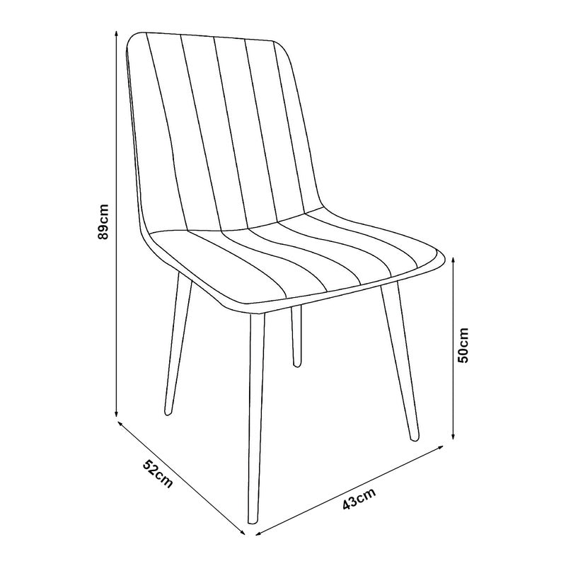 Eetkamerstoel – Stoel – Zitstoel – Keukenstoel – Dining Chair – Set Van 4 – Lichtbeige Polyester Bekleding – Stalen Frame Poedercoating