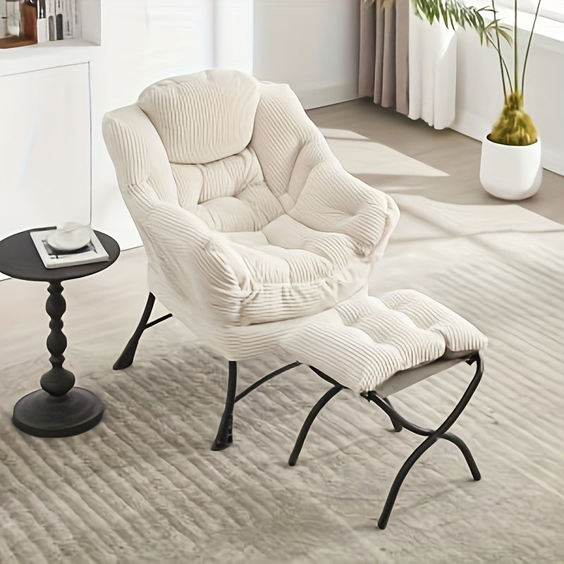 Loungefauteuil – Lounge Stoel – Relaxstoel – Draaistoel – Fauteuil – Met 2-laags Kussen – 360° Draaibaar Met Verstelbare Zithoogte – Wit
