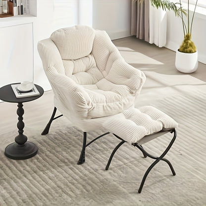 Loungefauteuil – Lounge Stoel – Relaxstoel – Draaistoel – Fauteuil – Met 2-laags Kussen – 360° Draaibaar Met Verstelbare Zithoogte – Wit