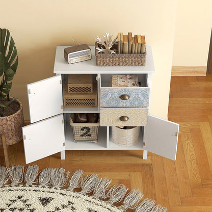 Ladekast – Ladenkast – Commode – Opbergkast – Kastje – Wit – Metaal – 68x34x80 cm – 2 Lades + 3 Open Vakken