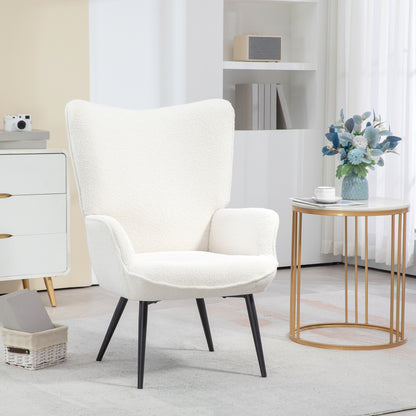 Fauteuil – Armstoel – Relaxstoel – Loungefauteuil – Zithoekstoel – Crème Kleur – Polyester Bekleding – Metalen Pootjes – 71x77x102 cm
