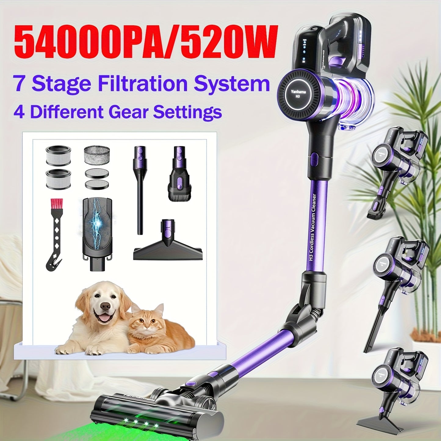 Draadloze Stofzuiger – Handstofzuiger – Usb Stofzuiger – Zakloze Stofzuiger – Draadloze Handstofzuiger – 180° Flexibele Zuigmond – Krachtige 2500 mAh Batterij – Lichtgewicht & Multifunctioneel – Paars