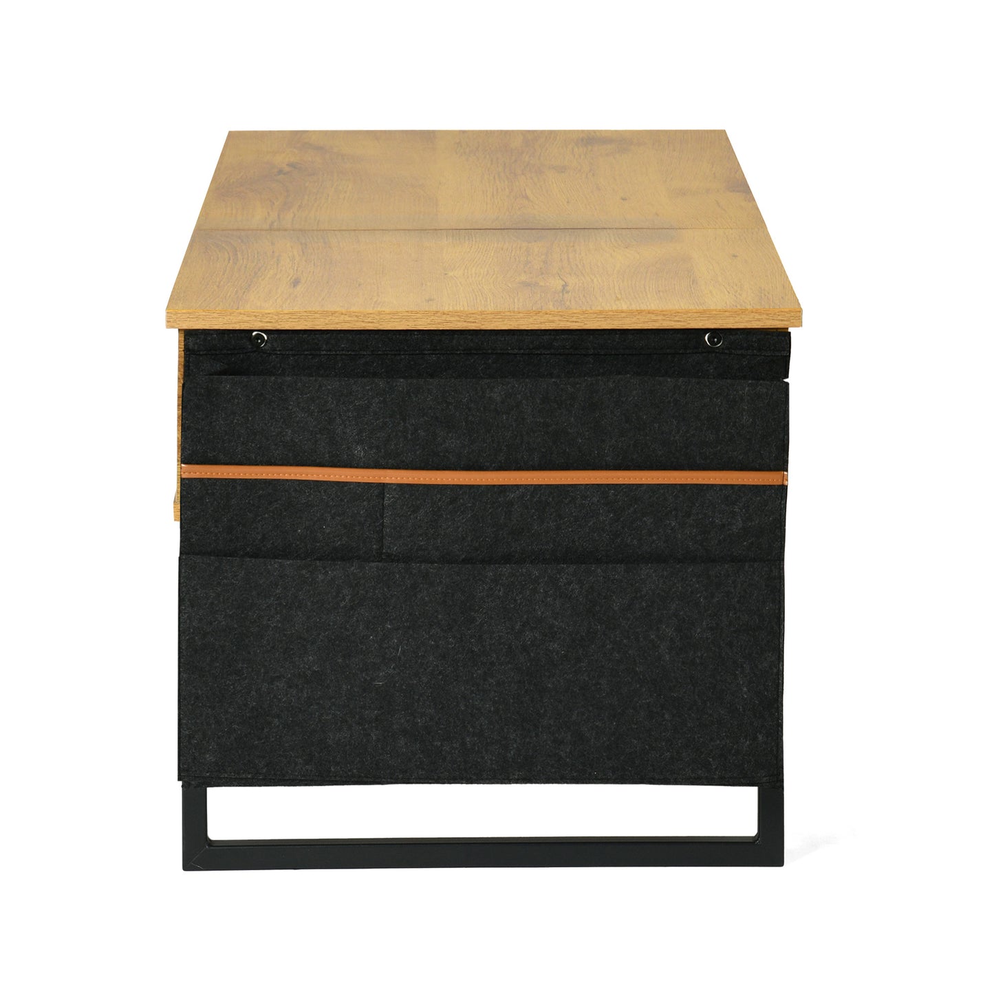 Retro Salontafel – Koffietafel – Woonkamer Tafel – Opbergtafel – Werktafel – Verstelbaar Lift-Top – 2 Opbergruimtes – Metaal Frame – Original Houtkleur – Inclusief Stoffen Opbergtas – 100x50x45 cm