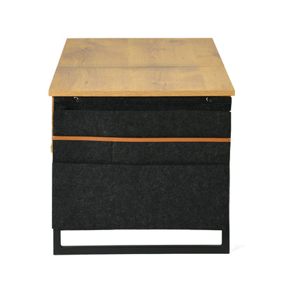 Retro Salontafel – Koffietafel – Woonkamer Tafel – Opbergtafel – Werktafel – Verstelbaar Lift-Top – 2 Opbergruimtes – Metaal Frame – Original Houtkleur – Inclusief Stoffen Opbergtas – 100x50x45 cm