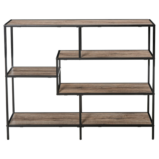 Boekenplank – Wandplank – Boekenrek – Opbergkast – Wandrek – Industrieel Design – Metalen Frame & Licht Eikenhout – 120x32x95 cm