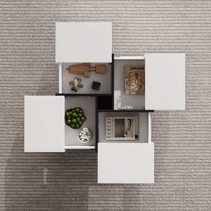 Salontafel – Koffietafel – Woonkamertafel – Bijzettafel – Tafel – Hoogglans MDF – 70x70x35 cm – 4 Lades Met Opbergruimte – Max 30 kg Draagvermogen