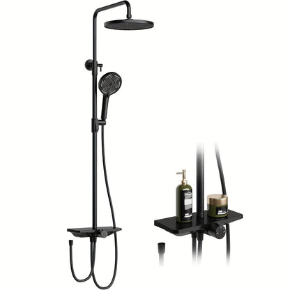 Handdouche – Doucheset – Douchekop – Regenkop – Handdouche Zwart – 3 Sproeistanden – Verstelbare Lengte 98-130 cm – Geïntegreerde Opbergruimte