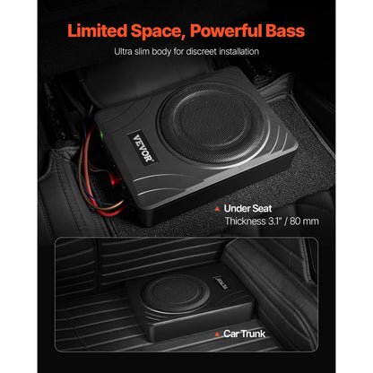Auto Subwoofer – Autosubwoofer – Underseat Subwoofer – Actieve Subwoofer – Subwoofer met Versterker – 8 Inch – 300W Piekvermogen – Ultra Slank Aluminium Behuizing