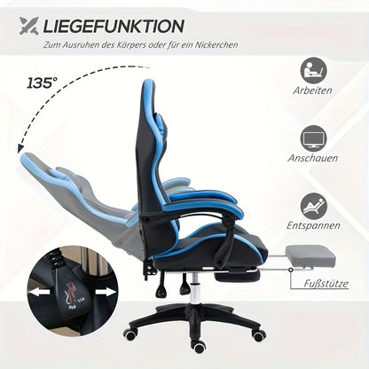 Gaming Chair, Office Chair with Footrest And Lumbar Support, Height-adjustable Desk Chair with 360° Swivel Seat And Headrest, 200kg Load Capacity, Ergonomic Office Chair, Computer Chair, Gaming Chair, Office Chair, PC Armcha