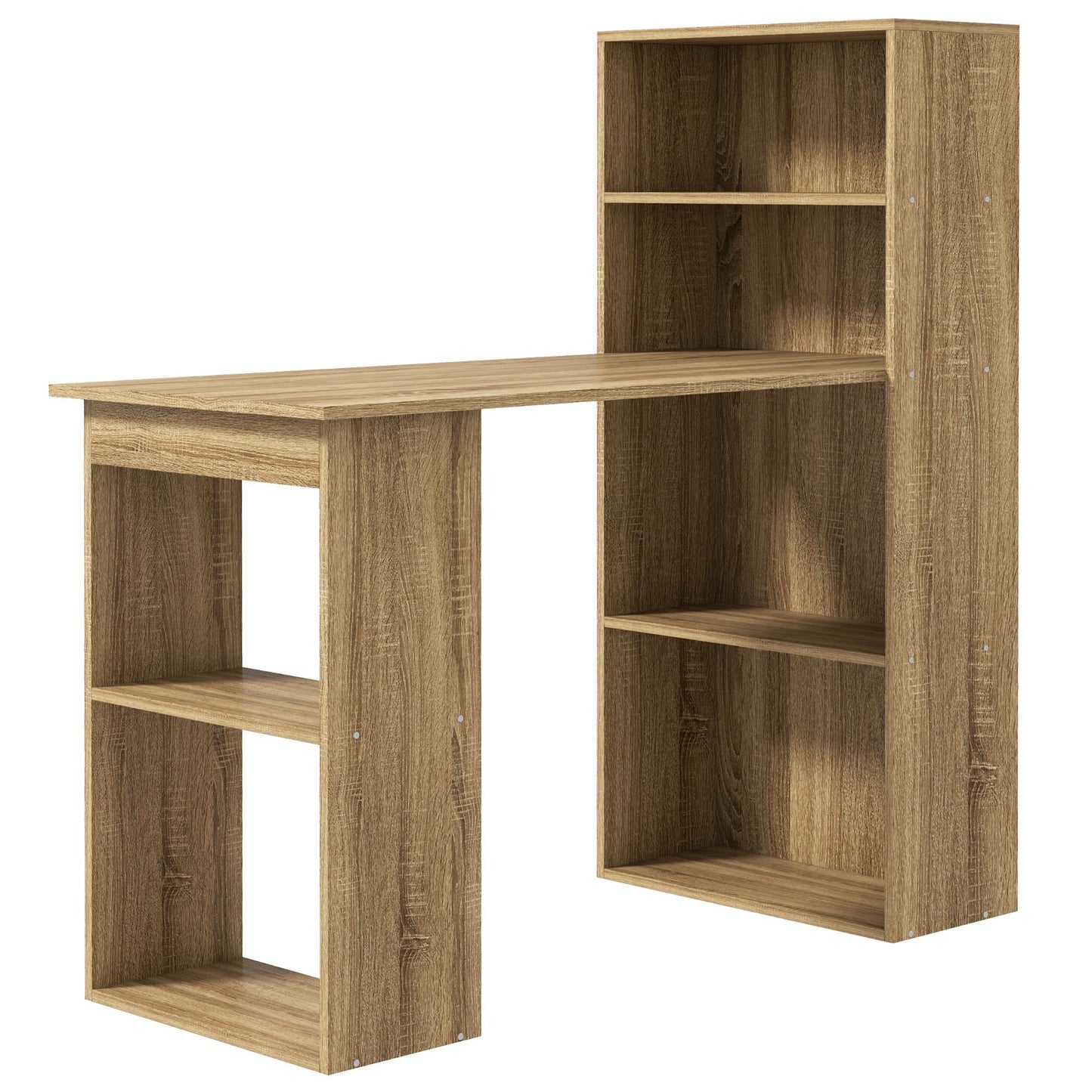 Computertafel – Bureau – Werkplek – Computermeubel – Hoekbureau – Met Opbergrekken – Hoogwaardige Eiken Fineer – 120x55x120 cm