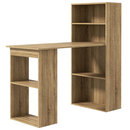 Computertafel – Bureau – Werkplek – Computermeubel – Hoekbureau – Met Opbergrekken – Hoogwaardige Eiken Fineer – 120x55x120 cm