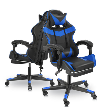 Gamingstoel – Gamestoel – Gaming Chair – Bureaustoel – Game Stoel – Ergonomisch – Verstelbare Hoogte & Voetsteun – 360° Draaibaar Met Rug- en Nekondersteuning – Zwart/ Rood